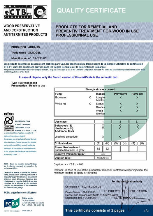 Сертификат качества CTB - P+ OT FCBA XILIX® Gel - фото